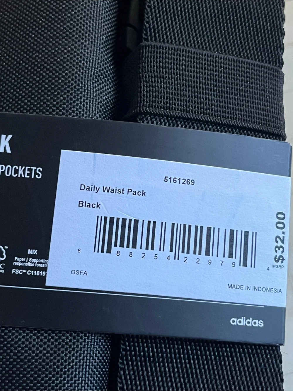 Adidas Black Waist Pack Belt Bag NWT